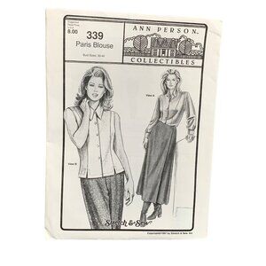 Ann Person Collectibles Paris Blouse Sewing Pattern 339 Bust Sizes 30-46